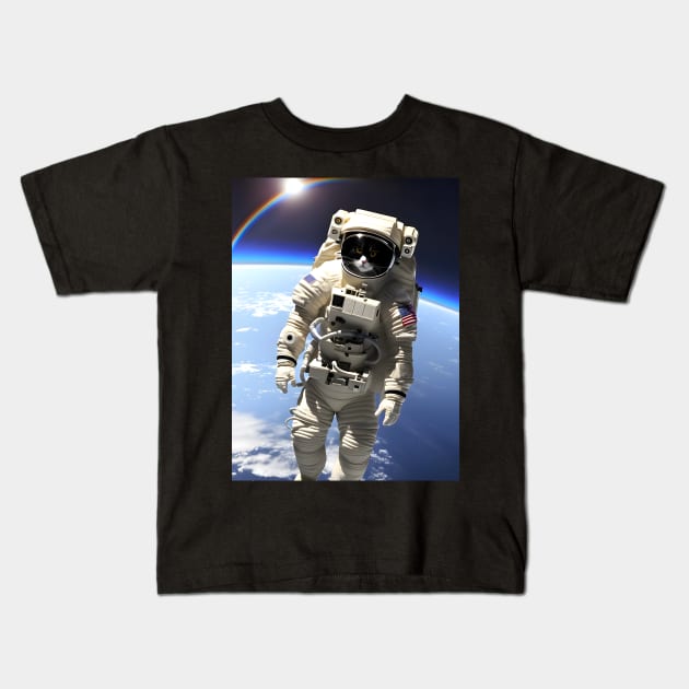 Astronaut Cat - Modern Digital Art Kids T-Shirt by Ai-michiart